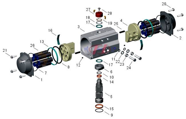 AT氣動活塞式執行器 解剖圖